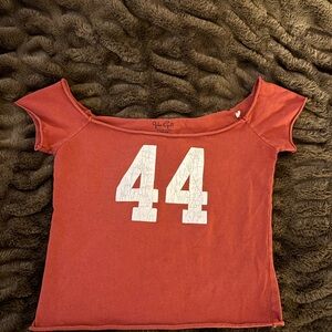 Brandy Melville Red Off-Shoulder Crop Top